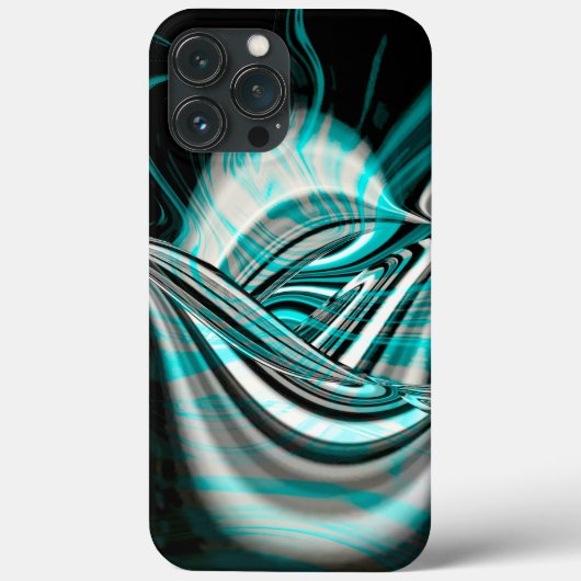 暗い場合にシアンの緑の煙の下で銀色の波が曲がった Case-Mate iPhoneケース (裏面)