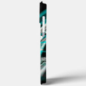 暗い場合にシアンの緑の煙の下で銀色の波が曲がった Case-Mate iPhoneケース (裏面 / 左)