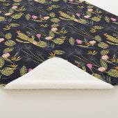 暗い夏の夜のサボテンパターン シェルパブランケット (3/4)