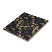 暗い夏の夜のサボテンパターン タイル (側面)