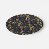 暗い夏の夜のサボテンパターン ペーパープレート (アングル)