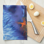 暗い夜に狼の群れが キッチンタオル (四つ折り)