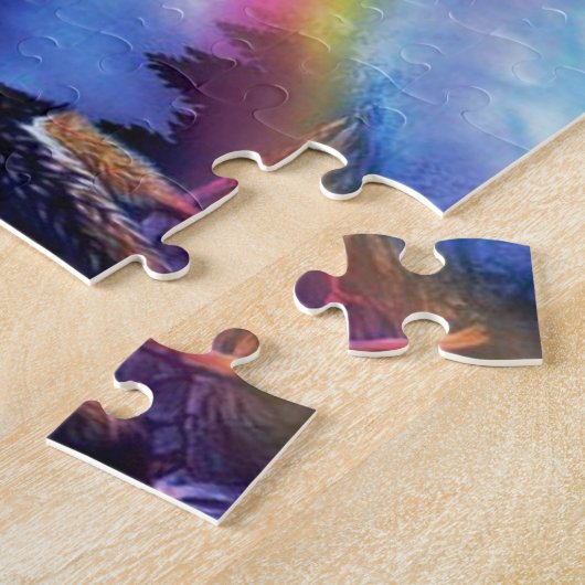 暗い夜に狼の群れが ジグソーパズル (側面)