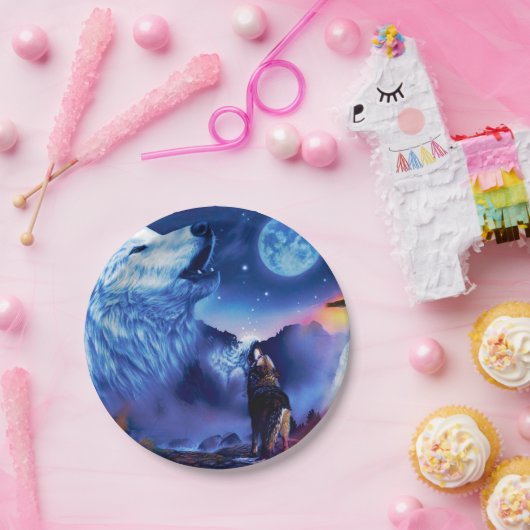 暗い夜に狼の群れが ペーパープレート (パーティー)