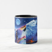 暗い夜に狼の群れが マグカップ (中央)