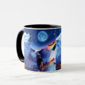 暗い夜に狼の群れが マグカップ (正面左)