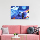 暗い夜に狼の群れ キャンバスプリント (インサイチュ (リビング))