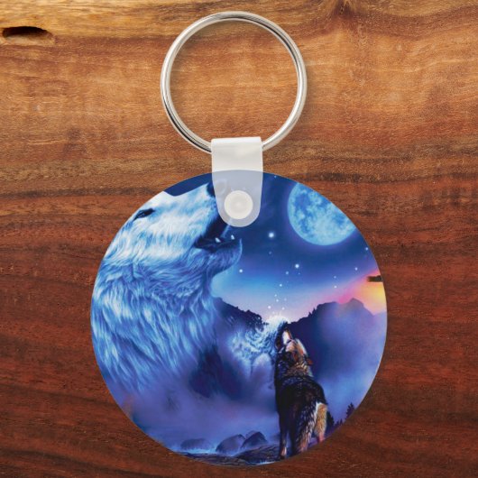 暗い夜に狼の群れ キーホルダー (正面)
