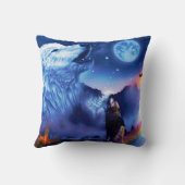 暗い夜に狼の群れ クッション (裏面)