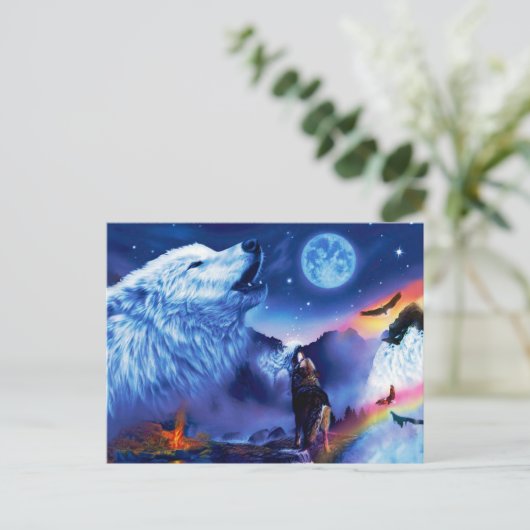 暗い夜に狼の群れ ポストカード (スタンド正面)