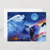 暗い夜に狼の群れ ポストカード (正面/裏面)
