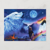 暗い夜に狼の群れ ポストカード (正面)