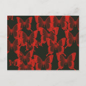 暗い夜の背景にある赤い蝶 ポストカード (正面)