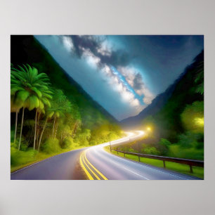 暗い夜を通る道 ポスター
