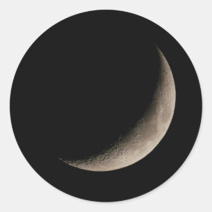 暗い夜空の半月 ラウンドシール