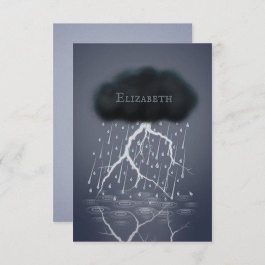 暗い夢の風景に浮かぶ嵐の雨パーソナライズされた雲 サンキューカード (正面/裏面)