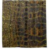 暗い大理石のフェイクな金ゴールドのスネークスキンの質 シャワーカーテン (正面)