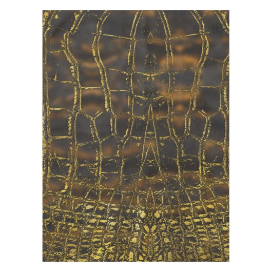 暗い大理石のフェイクな金ゴールドのスネークスキンの質 テーブルクロス (正面)