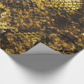 暗い大理石のフェイクな金ゴールドのスネークスキンの質 ラッピングペーパー (角)