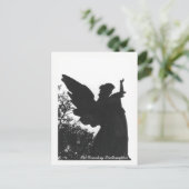 暗い天使の彫像の古い墓地の郵便はがきの文字 ポストカード (スタンド正面)