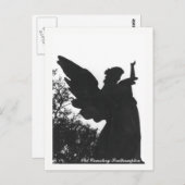 暗い天使の彫像の古い墓地の郵便はがきの文字 ポストカード (正面/裏面)