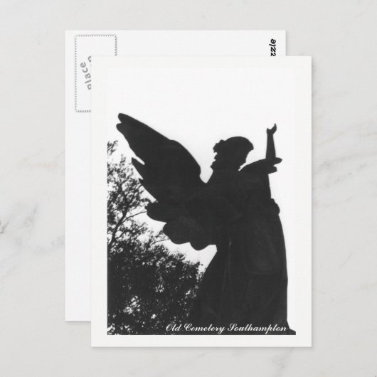 暗い天使の彫像の古い墓地の郵便はがきの文字 ポストカード (正面/裏面)