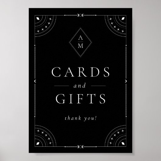 暗い天月と星のカードとギフト ポスター (正面)