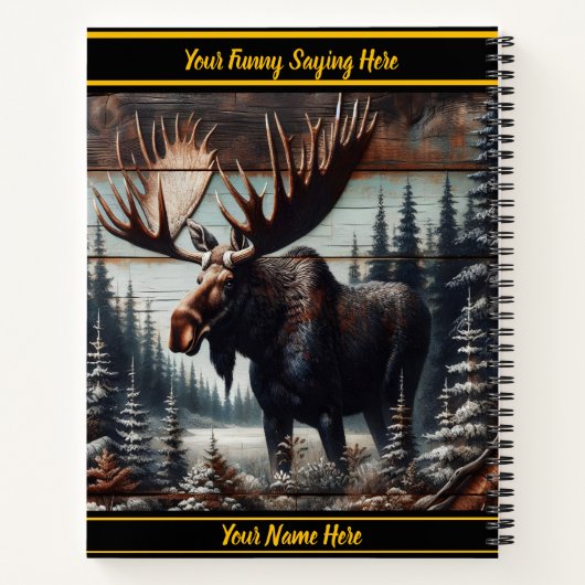 暗い威厳のある木造の風景に刻まれたムースの芸術 ノートブック (裏面)