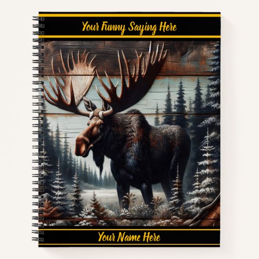 暗い威厳のある木造の風景に刻まれたムースの芸術 ノートブック (正面)