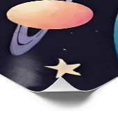 暗い宇宙のパステルカラー惑星 ポスター (コーナー)