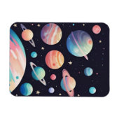 暗い宇宙のパステルカラー惑星 マグネット (横)