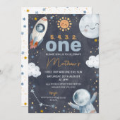 暗い宇宙の最初ののまわりに旅は太陽の最初の誕生日 招待状 (正面/裏面)