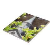 暗い嵐の後ろの田舎の教会の尖塔 タイル (側面)