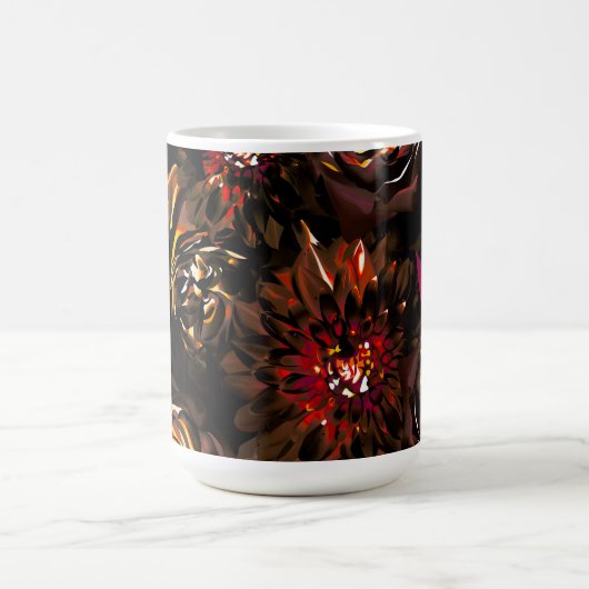 暗い庭の秋の輝きの花々 秋 コーヒーマグカップ (中央)