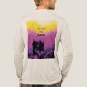 "暗い後"/"明かり"黒ピンク黄色 トライブレンドTシャツ (背面)