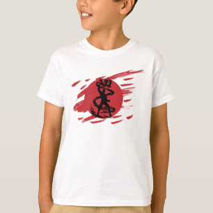 暗い忍者の影の剣のファンタジーのシルエット Tシャツ