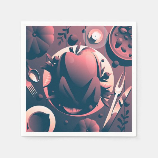 暗い感謝祭ディナー スタンダードカクテルナプキン (正面)