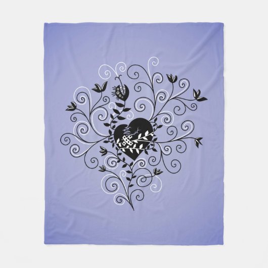 暗い抽象芸術お洒落固定破損ハート フリースブランケット (正面)