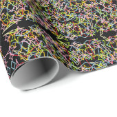 暗い抽象芸術アートの形コントラストネオン ラッピングペーパー (ロールコーナー)