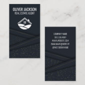 暗い抽象芸術パネルの背景 |ホームロゴ 名刺 (正面/裏面)