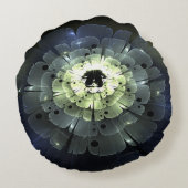 暗い抽象芸術フラクタル花 ラウンドクッション (裏面)