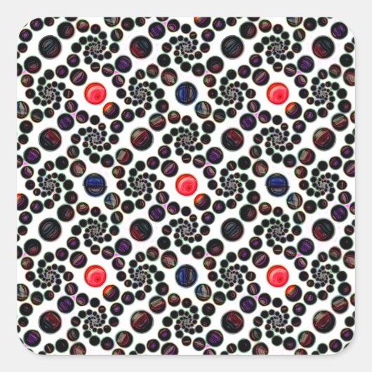 暗い抽象芸術緩和曲線(さくらんぼパターン) スクエアシール (正面)