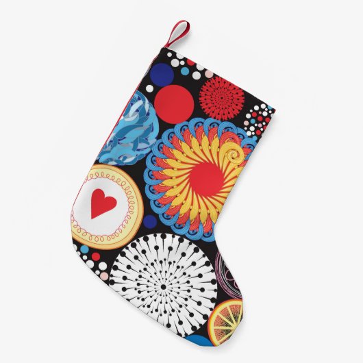 暗い放射:明るい円形パターン スモールクリスマスストッキング (正面 (吊り時))