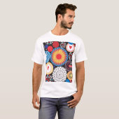 暗い放射:明るい円形パターン Tシャツ (正面フル)