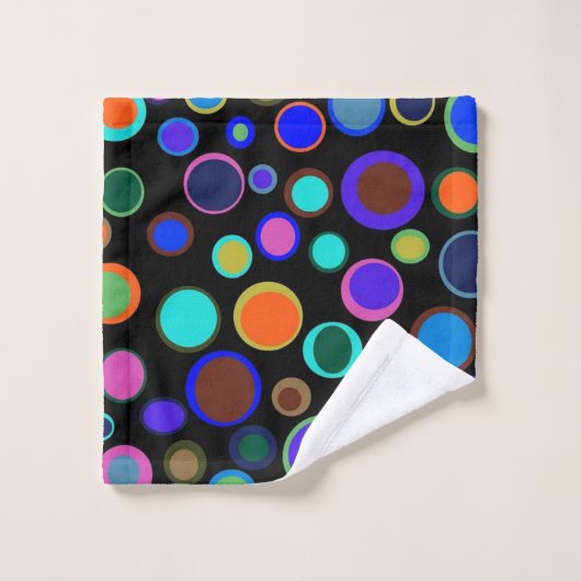 暗い散発的輪郭を描かれた虹の水玉模様 バスタオルセット (ウォッシュタオル)