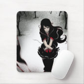 暗い日本製アニメの女の子-白の… マウスパッド (マウス)