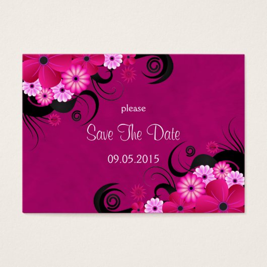 暗い明るい赤紫色フローラの結婚式がデートカードを救う (正面)