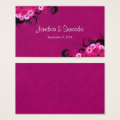暗い明るい赤紫色フローラ大きな結婚式の引き出物ラベル (正面&裏面)