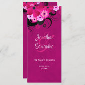 暗い明るい赤紫色フローラ結婚式 プログラムテンプレートカード プログラム (正面/裏面)