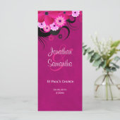 暗い明るい赤紫色フローラ結婚式 プログラムテンプレートカード プログラム (スタンド正面)